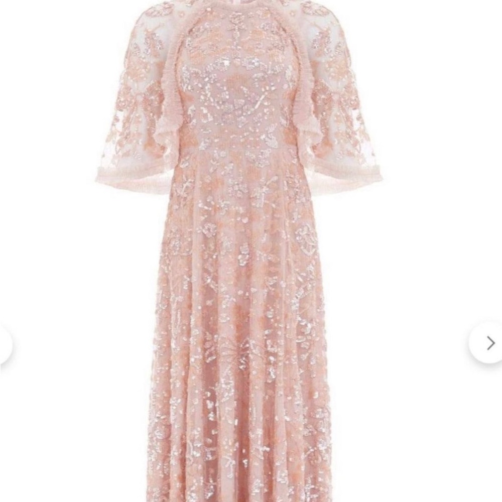Elegant Pink Floral Lace Dress